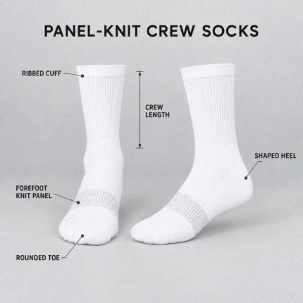 Custom White Athletic Crew Socks with Arch