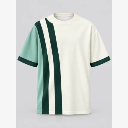 Custom Premium Green Panel Streetwear T-Shirt