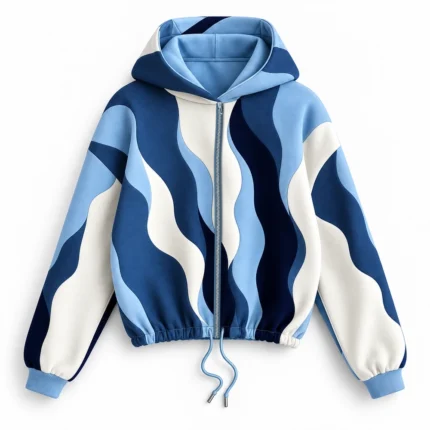 Custom Multicolor Wave Zip-Up Hoodie