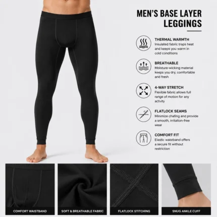 Custom Men black Base Layer Leggings