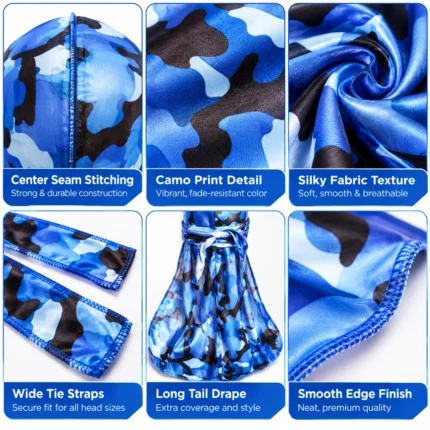 Custom Premium Camo Silky Satin Durag