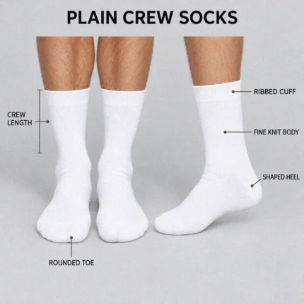 Custom Plain Crew White Socks