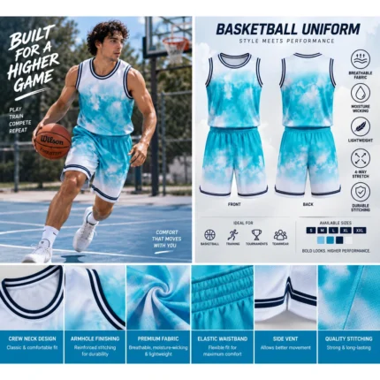 Custom Cloud Print Basketball Uniform Set
