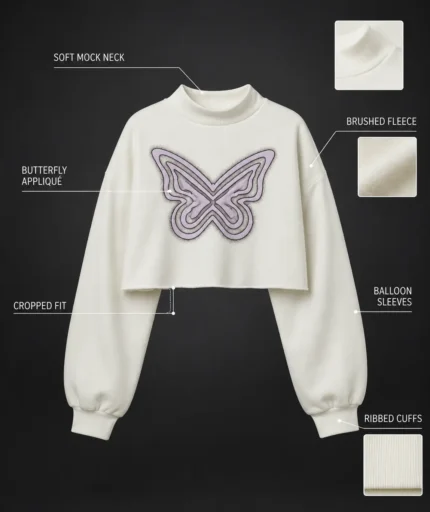 Custom Luna Butterfly Cropped Sweatshirt