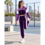 Custom Colorblock Velour Cropped Tracksuit