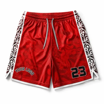 Custom Red Mesh Basketball Shorts