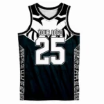 Custom Navy, Black & White Basketball jersey
