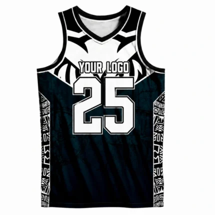Custom Navy, Black & White Basketball jersey