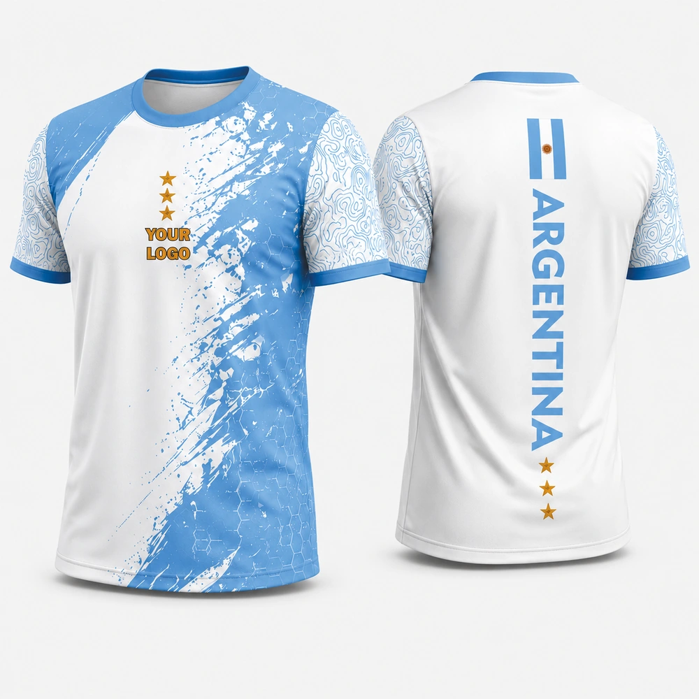 Custom Argentina-Inspired Sublimation Sports T-Shirt Custom Argentina-Inspired Sublimation Sports T-Shirt