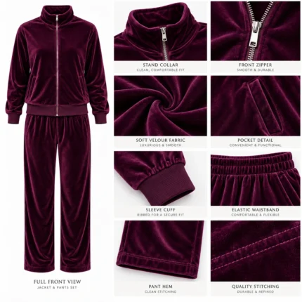 Custom Deep Plum Velour Tracksuit