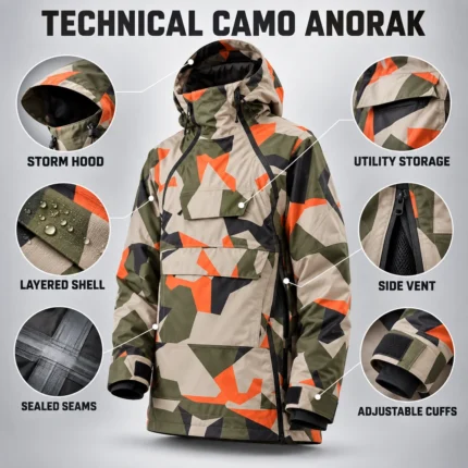 Custom Geometric Camo Snowboard Hoodie