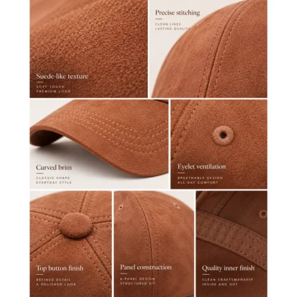 Premium Brown Suede-Look Baseball Cap