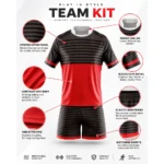 Custom Red & Charcoal Striped Rugby Kit