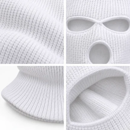 Custom White 3-Hole Knitted Balaclava
