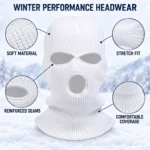 Custom White 3-Hole Knitted Balaclava