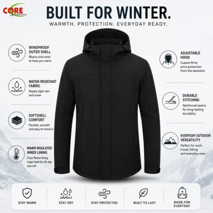 Custom Men Black Softshell Jacket