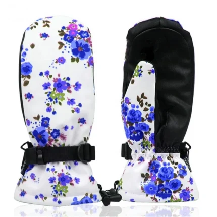 Custom Women Floral Ski Mittens