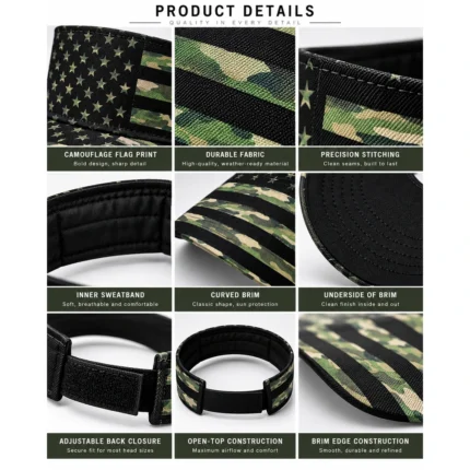 Custom Camo American Flag Sports Visor
