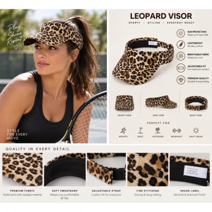 Custom Leopard Print Sports Visor Cap