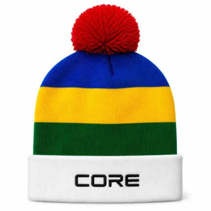 Custom Striped Pom Knit Beanie