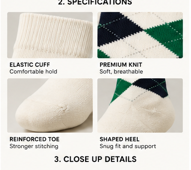 Custom Diamond Argyle Pattern Crew Sock