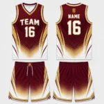 Custom Burgundy & Gold Basketball Uniform