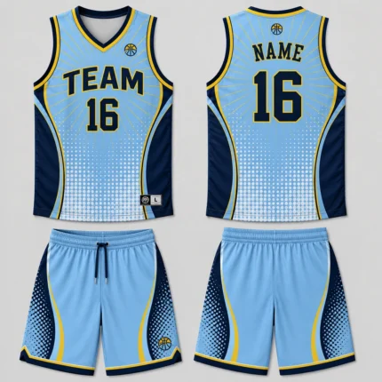 Custom Sky Blue Basketball sublimated Uniform