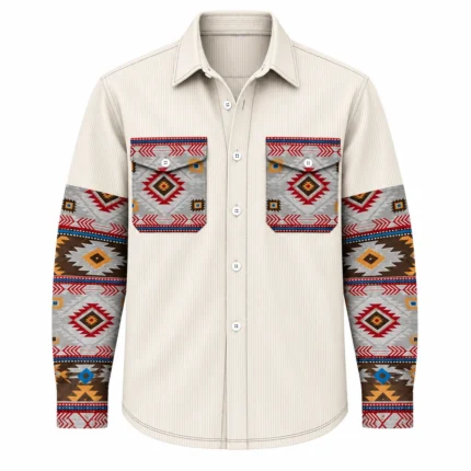 Custom Printed Pocket & Sleeves Button-Up Shirt