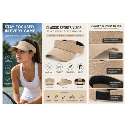 Custom Beige Woven Sports Visor