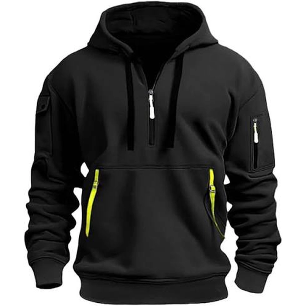 Custom Men Quarter-Zip Pocket Hoodie Custom Men Quarter-Zip Pocket Hoodie