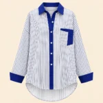 Custom Vertical Stripe Button-Up Shirt Oversized