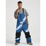 Custom Men Blue Tie-Dye Snow Bib