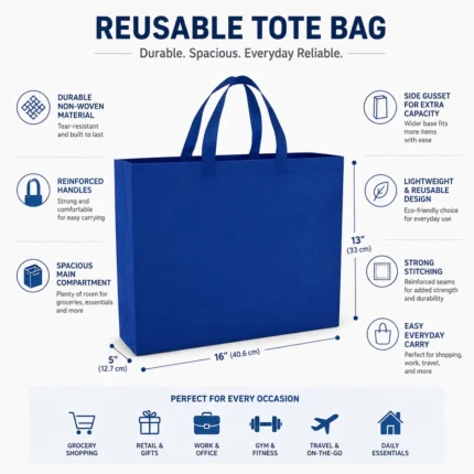 Custom Blue Shopping Tote Bag