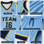 Custom Sky Blue Basketball sublimated Uniform