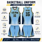 Custom Sky Blue Basketball sublimated Uniform