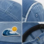 Custom Wave Blue Denim 5-Panel Fashion Cap