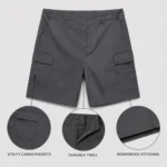 Custom Men Charcoal Cargo Shorts