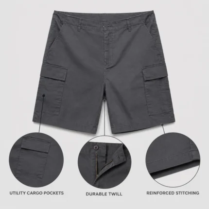 Custom Men Charcoal Cargo Shorts