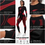 Custom Women Red & Black Seamless Base Layer Set
