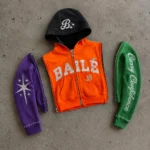 Custom Studded Color-block Zipper Hoodie
