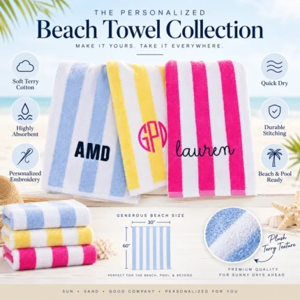 Custom Personalized Striped Towel