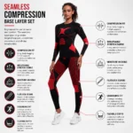 Custom Women Red & Black Seamless Base Layer Set
