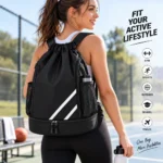 Custom Black Backpack Mesh Side Pockets