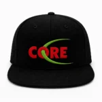 Embroidered Black Flat-Brim Snapback Cap