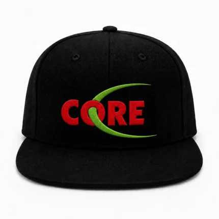 Embroidered Black Flat-Brim Snapback Cap