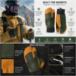 Custom Premium Leather Insulated Ski Gloves