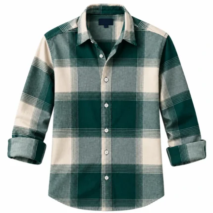 Custom Forest Green Check Flannel Shirt