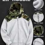 Custom Camo Panel Streetwear Hoodie