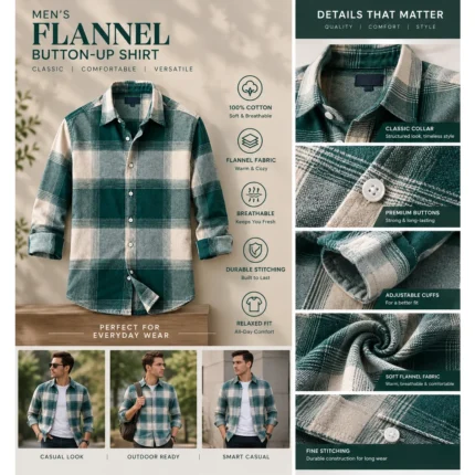 Custom Forest Green Check Flannel Shirt
