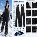 Custom Women Black Insulated Snow Bib